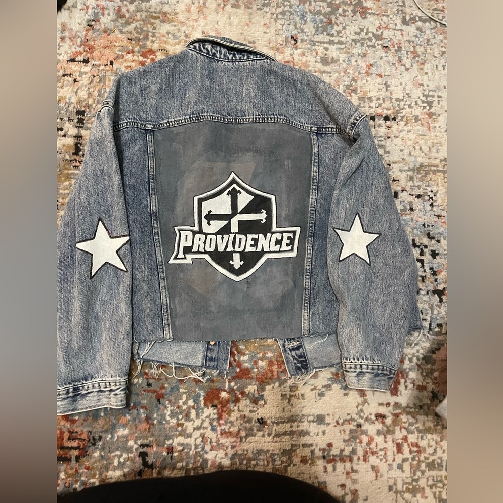 Providence College Custom Comissioned Denim Painted Jacket